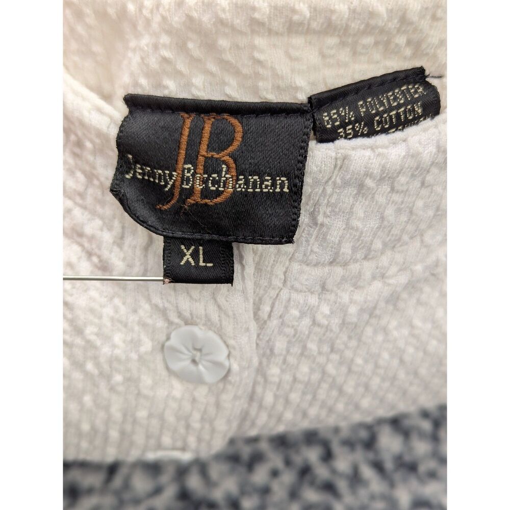 VTG Waffle Knit Floral Embroidered Top Size XL Cottage Granny Garden White - Picture 12 of 12